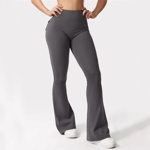 High-Stretch Wide Leg Yoga Leggings with Pockets for Women - Image 4