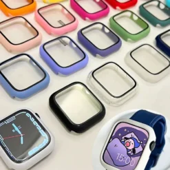 Glass Screen Protector Case for Apple Watch 44mm 40mm 41mm 38mm 42mm 45mm 46mm Models
