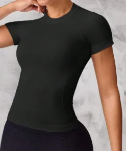 Alternative view of Women's short-sleeved sports top, breathable and quick-drying fabric, suitable for running and yoga,