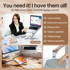 Alternative view of Portable Aluminum Laptop Stand with 360° Rotation and Heat Dissipation for Enhanced Comfort