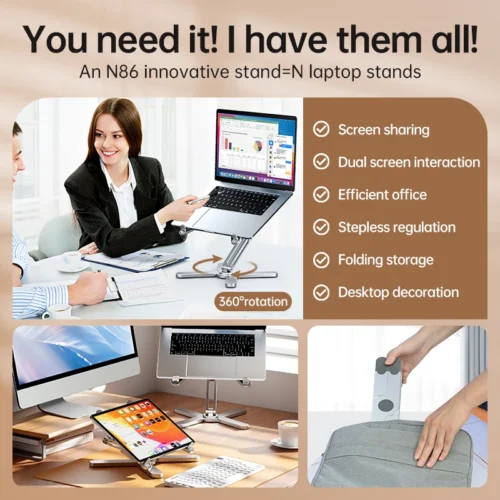 Alternative view of Portable Aluminum Laptop Stand with 360° Rotation and Heat Dissipation