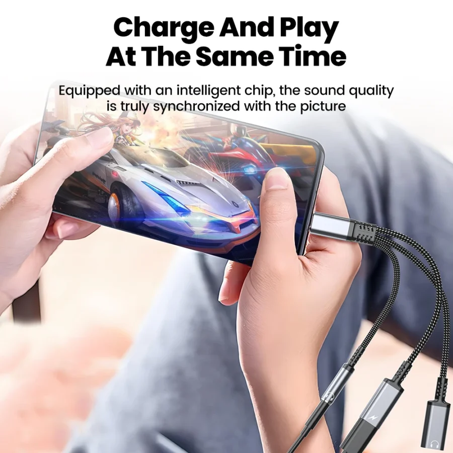 3 in 1 PD 60W Fast Charge Adapter For Iphone16 15 Samsung Type C to Dual Type C/3.5mm Jack Audio Adapter Cable Headphone Adapter - Image 5