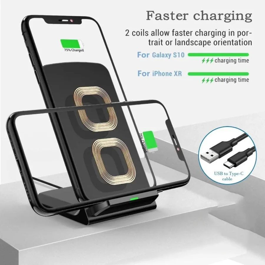 Fast Wireless Charger Stand for Samsung and iPhone - Quick Charging, Compact Design - Image 6