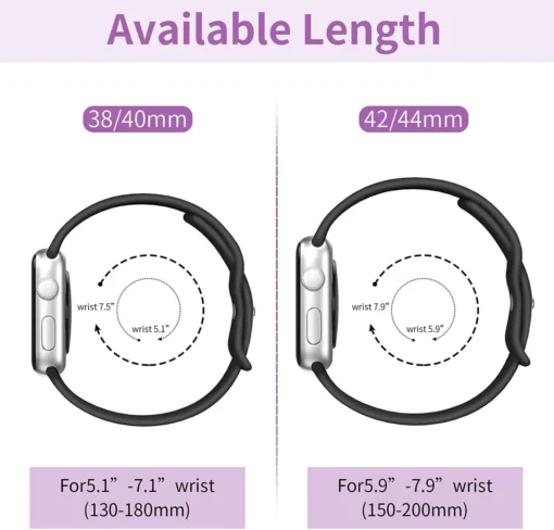 Silicone Strap for Apple Watch Bands with Adjustable Fit for Series Ultra, 2-11, 40-49mm - Image 6
