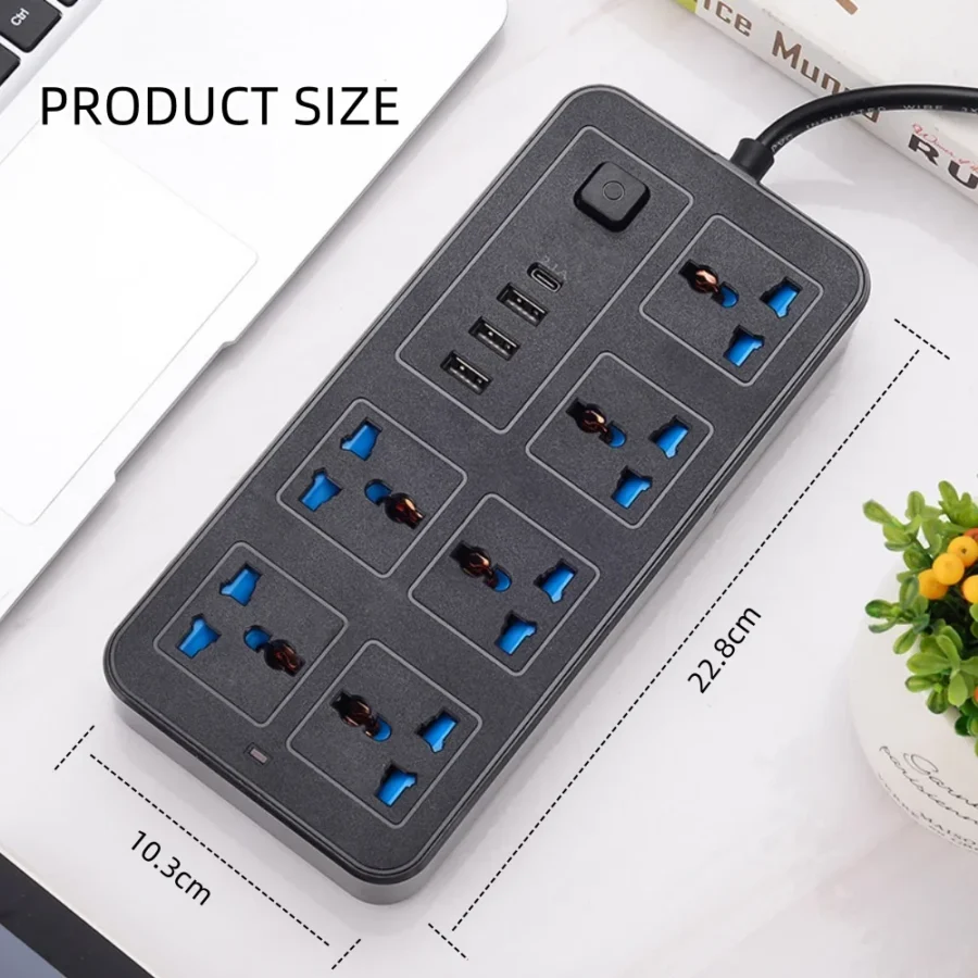 Universal Power Strip TypeC USB Port Outlet Power Strip 2M Extension Cord AC Power Socket Charge Electrical Socket EU US UK Plug - Image 6