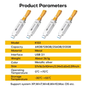 Kodak USB 3.1 Flash Drive with 120MB/s Read Speed and Metal Body for Storage Enthusiasts - 64 GB, K133