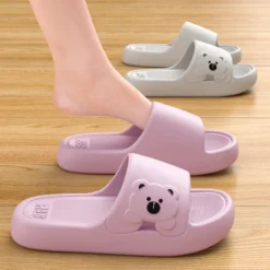Alternative view of Women's Indoor Slippers - Lightweight Soft EVA Non-Slip Cartoon Bear Home Slides