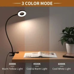 Alternative view of LED Desk Lamp with Clamp, 3 Color Modes and 10 Brightness Levels for Kids and Adults Reading