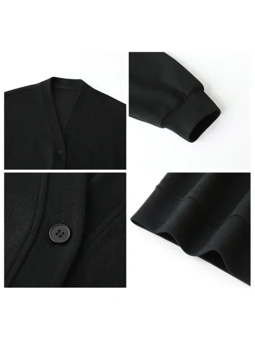 Korean Autumn Winter Women's V-neck Sweatshirt Casual Loose Thick Warm Coat for Office Ladies - Image 4