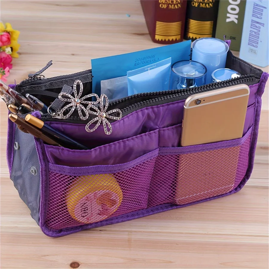 Large Capacity Bi-Fold Storage Bag with Double Zipper for Makeup and Toiletries - Image 3