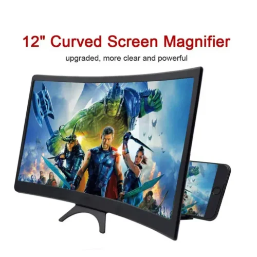  3D HD Curved Enlarged Screen Movie Video Amplifier 12 Inch Phone Screen Magnifier Portable phone Large Screen Amplifier Stand