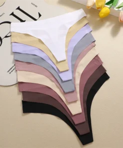 Alternative view of 4PCS Ultra-thin Seamless Underwear Women's Invisible Panties Sexy Ice Silk Thongs Low Waist Breathable Bikini Stretchy Lingerie