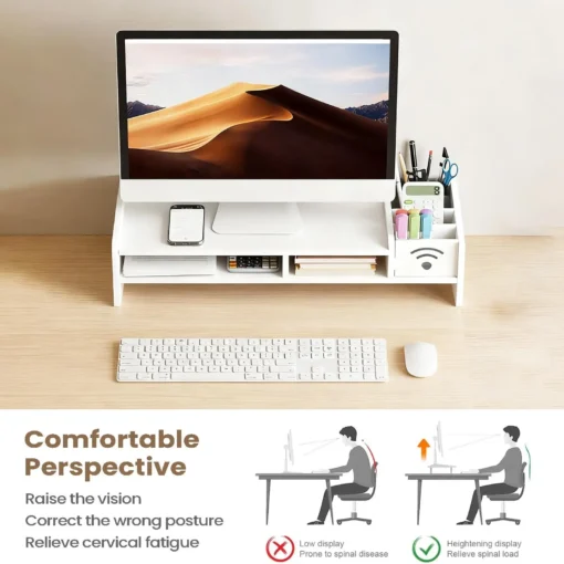 Computer Monitor Stand with 2-Tier Design and 4.3 Inch Height for Home Office Use - Image 4