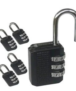 Resettable Combination Padlock - Black, 3-Digit, Ideal for Luggage, Lockers, and Sheds