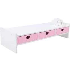 Lapdesk with Drawer + Heightened Shelf Stand + White Pink Computer Organizer for Office Use