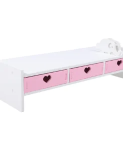 White Pink Computer Heightened Shelf Stand Lapdesk with Drawer Computer Desktop Organizer Office Riser Monitor Bracket Stand