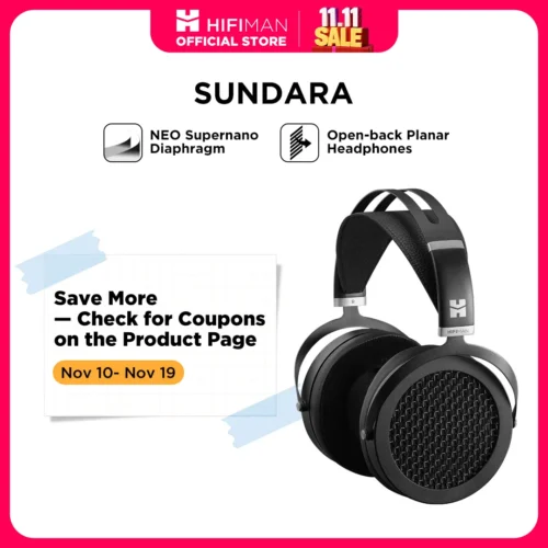 HIFIMAN Sundara Over-Ear Planar Magnetic Headphones - Black, High Fidelity Design