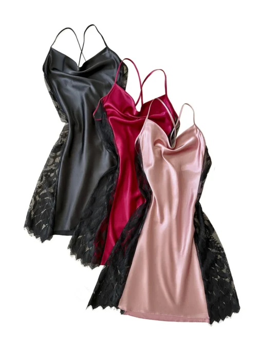 Lace Splicing Nightdress for Women - Sexy and Comfortable Pajamas for Home and Parties - Image 6