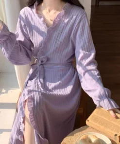 Alternative view of Solid Robes for Women Loose Fashion Korean Style Elagnat Ladies Clothing Spring Outwear Young Students College Breathable Casual