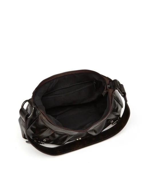 Shoulder Bag with Maillard Pleated Rivet Design in Retro Style for Fashionable Ladies - Image 5