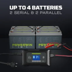 Alternative view of POWERWIN 12V 100Ah Lithium Iron Phosphate Battery with Smart LCD Charger