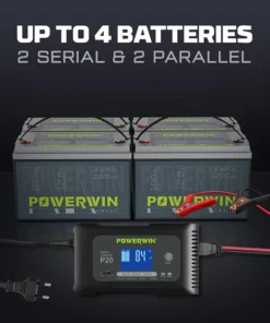 Alternative view of POWERWIN 12V 100Ah LifePO4 Battery with Smart LCD Charger