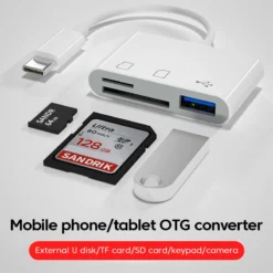OTG Adapter Type C Plug with TF/SD Card Reader for Xiaomi, OnePlus, iPhone, OPPO, POCO