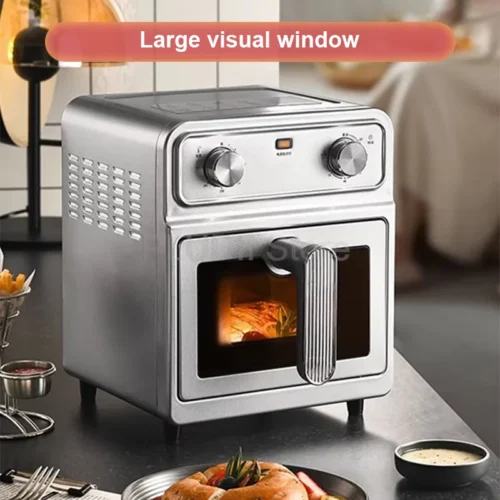 Alternative view of Stainless Steel Large-Capacity Air Fryer with Double Heat Source