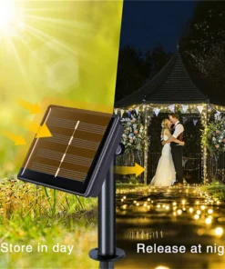 Alternative view of Solar Curtain Light LED Outdoor Waterproof 300leds Garland Decoration String Lights Yard Christmas Fairy Garland String Lights