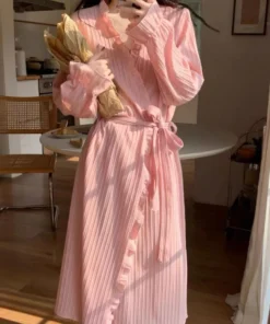 Solid Robes for Women Loose Fashion Korean Style Elagnat Ladies Clothing Spring Outwear Young Students College Breathable Casual