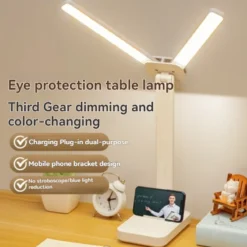 Alternative view of Dual Head LED Desk Lamp with Foldable Design and USB Rechargeable Battery for Bedroom and Study