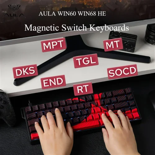 Alternative view of AULA WIN60 WIN68 HE Magnetic Keyboards Esports Rapid Trigger 8K Return RGB Hotswap Wired Gaming Mechanical Keyboard for Pc Gamer