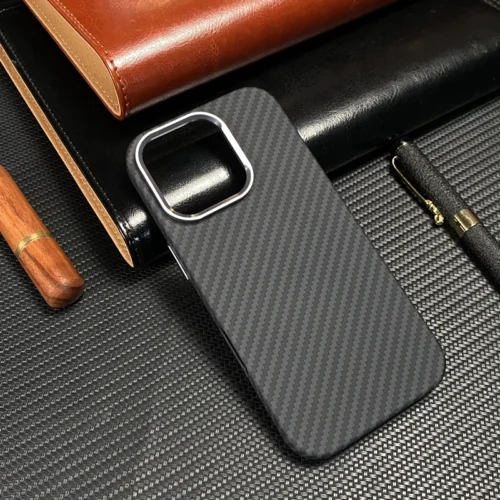 Alloy Lens 3D Relief Magsafe Phone Case for iphone 16 15 pro max 16e 14 13 Carbon Fiber Texture Wireless Charging Hard PC Cover