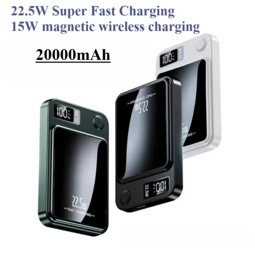 Wireless Magnetic Power Bank with 20W Fast Charging for iPhone and Samsung - 20000mAh Capacity - Image 2
