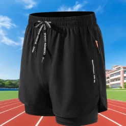 Alternative view of 2 in 1 Sports Shorts with Quick Dry Feature for Men's Gym and Running Workouts
