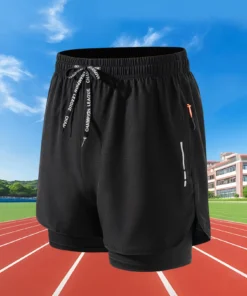 Alternative view of Summer Men Running Shorts Fitness Gym Training 2 in 1 Sports Shorts Quick Dry WorkoutJogging Double Deck Shorts