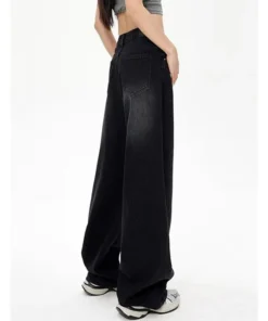 Alternative view of Lady Retro High Waist Straight Leg Jeans - Black/Gray