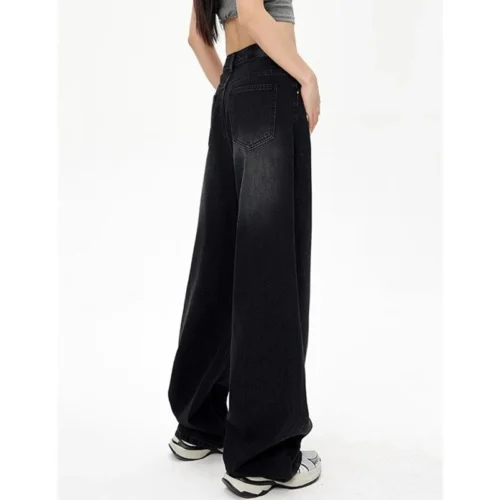 Alternative view of Lady Retro High Waist Straight Leg Jeans - Black/Gray