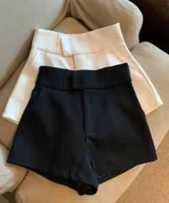 Elevate Black High-Waisted A-Line Shorts for Women