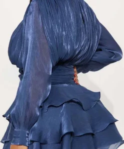 Layered Ruffle Edge High Waist A-line Dress Elegant Temperament O-neck Solid Color Party Dress 2025 Autumn Winter Birthday Dress