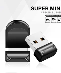 Black 128GB Mini USB Flash Drive - High Speed, Oval Design, Keychain Compatible