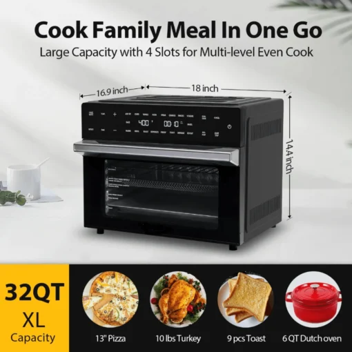 Air Fryer Oven Combo with Rotisserie and 18 Cooking Functions for Family Meals - Image 3