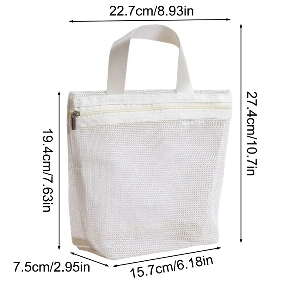 Mesh Makeup Toiletry Storage Bag - Portable Travel Organizer for Cosmetics and Shower Tools - Image 5