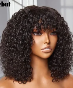 Alternative view of Jerry Curly Short Pixie Bob Cut Human Hair Wigs With Bangs For Women Wear To Go Peruvian Highlight Honey Water Wave Wigs