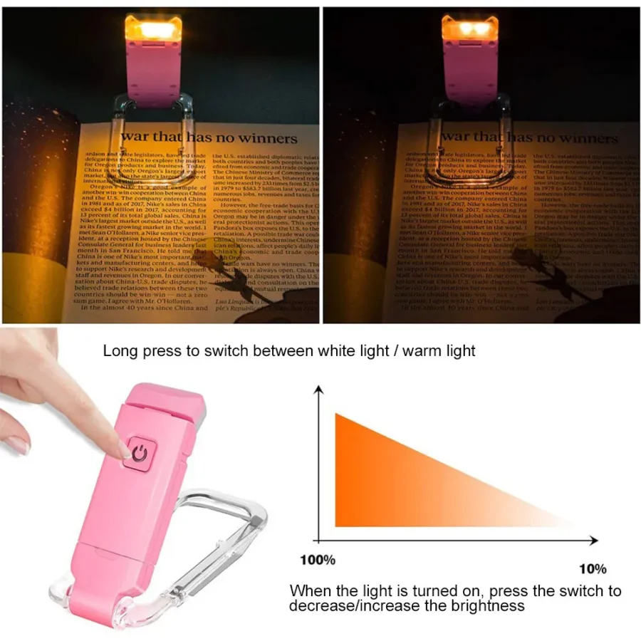 LED USB Rechargeable Book Light Reading Light Eye Protection Night Light Portable Clip Desk Light Bookmark Read Light Night Lamp - Image 4