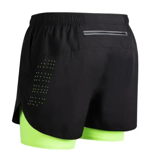 Alternative view of Summer men's reflective running shorts Fitness quick drying double-layer shorts Men's exercise training bodybuilding shorts