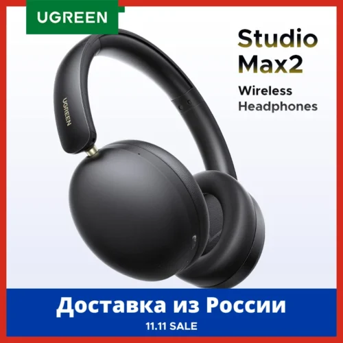 UGREEN Max2 Wireless Bluetooth Over-Ear Headphones, 80H Playtime, HiFi Stereo, Microphone