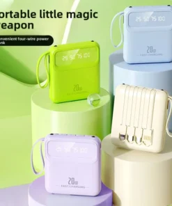 Xiaomi 20000mAh Power Bank with Built-in Cable - External Battery Charger for iPhone, Samsung, and iPad