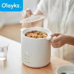 Olayks 1.2L Mini Electric Rice Cooker with Ceramic Glaze Liner for Quick Cooking