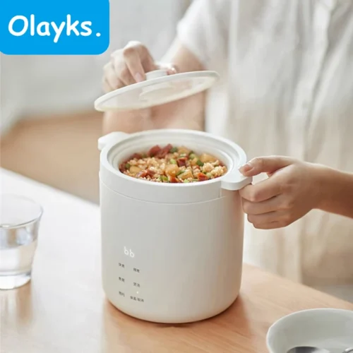 Olayks 1.2L Mini Electric Rice Cooker with Ceramic Glaze Liner - Fast Cooking Kitchen Appliance 220V